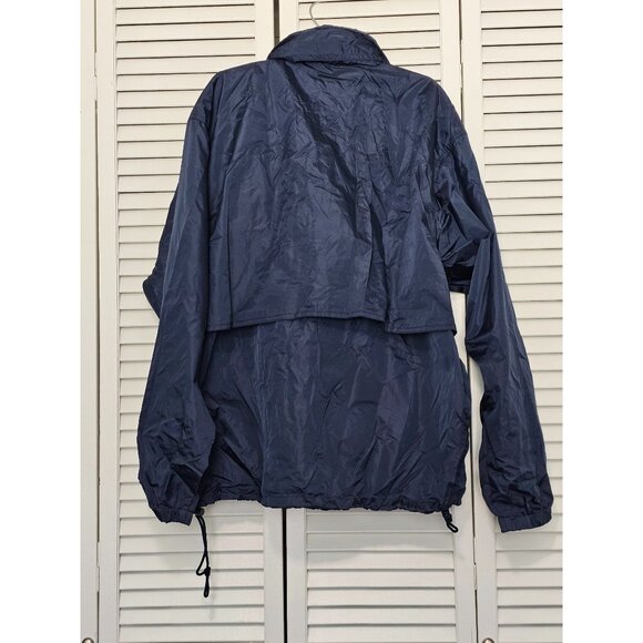 Woolrich Men's Navy Windbreaker Jacket Size M Nylon/Polyamide Hood in Collar - Picture 3 of 5